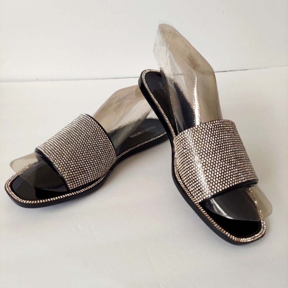 Fashion Nova Rhinestone Bling Sandals Sz 8